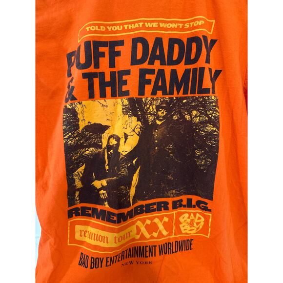 The Notorious Big Puff Daddy and the Family Orange T Shirt Size Medium - Picture 2 of 4